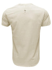 Men's woven solid color short-sleeved cotton and linen shirt - 808Lush