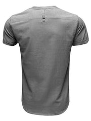 Men's woven solid color short-sleeved cotton and linen shirt - 808Lush