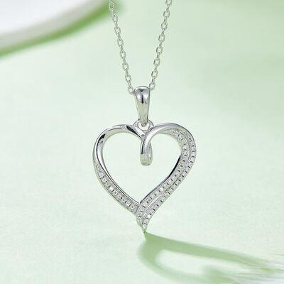 Moissanite 925 Sterling Silver Heart Shape Necklace - 808Lush