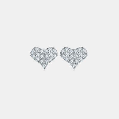 Moissanite 925 Sterling Silver Heart Stud Earrings - 808Lush