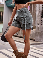 cargo Denim Shorts Elastic Waist - 808Lush