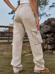 Cargo Retro Elastic Waist Denim Casual Pants - 808Lush