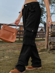 Cargo Retro Elastic Waist Denim Casual Pants - 808Lush