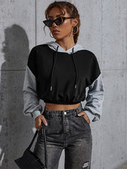Color Matching Short Section Navel Casual Hooded Sweatshirt - 808Lush