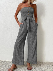 European and American women's holiday leopard print one-piece jumpsuit - 808Lush