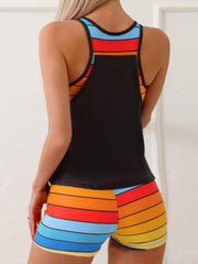 Fashion Beach Spa Vacation Boxer Vest Sports Contrast Color Swimsuit Suit - 808Lush