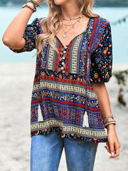 Ladies Casual Bohemian Printed Shirt Top - 808Lush