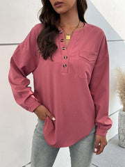 Ladies Casual Long Sleeve Solid Color Shirt - 808Lush