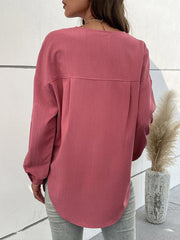 Ladies Casual Long Sleeve Solid Color Shirt - 808Lush