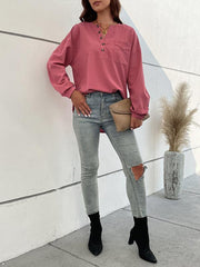 Ladies Casual Long Sleeve Solid Color Shirt - 808Lush