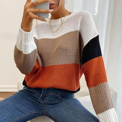 Lazy Style Colorblock Crewneck Ladies Sweater - 808Lush