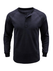 Men's Round Neck Waffle Henley Shirt - 808Lush