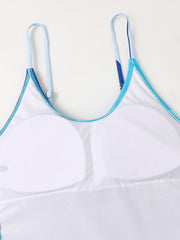 One-Piece Swimsuit Multicolor Stitching Drawstring Swimsuit - 808Lush