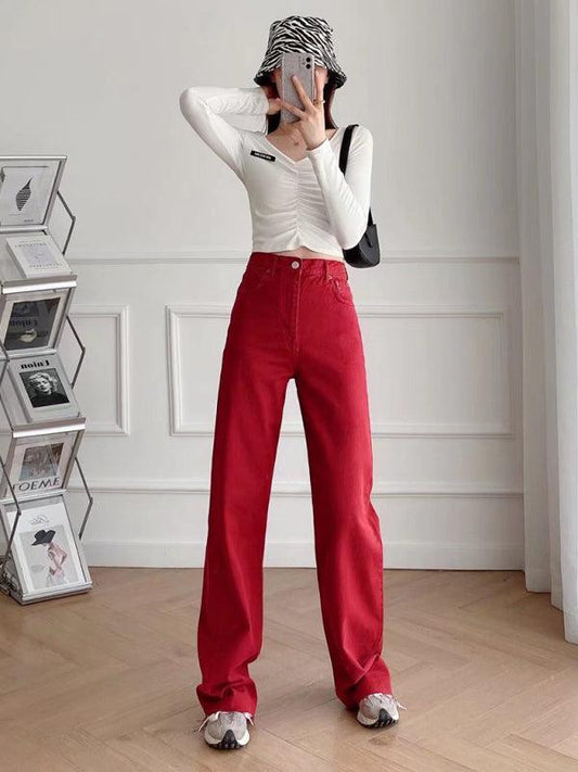 Street High Waist Casual Straight Leg Wide Leg Pants - 808Lush