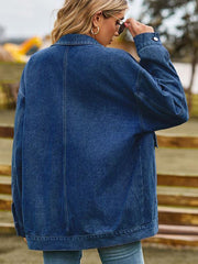 retro classic loose denim casual jacket top - 808Lush