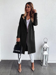long-sleeved double pocket suit collar woolen jacket - 808Lush