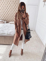 long-sleeved double pocket suit collar woolen jacket - 808Lush