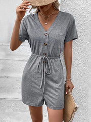 casual elegant solid color v-neck jumpsuit - 808Lush