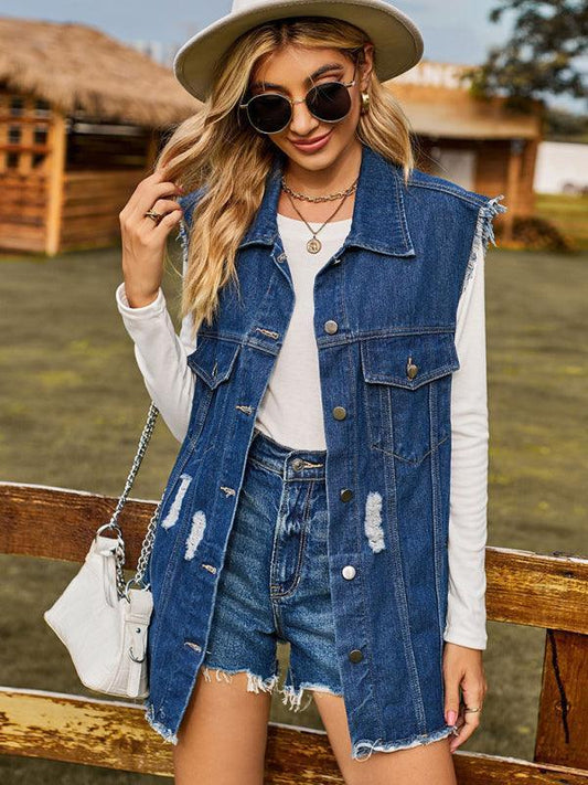 denim vest vest summer fashion trend denim sleeveless vest - 808Lush