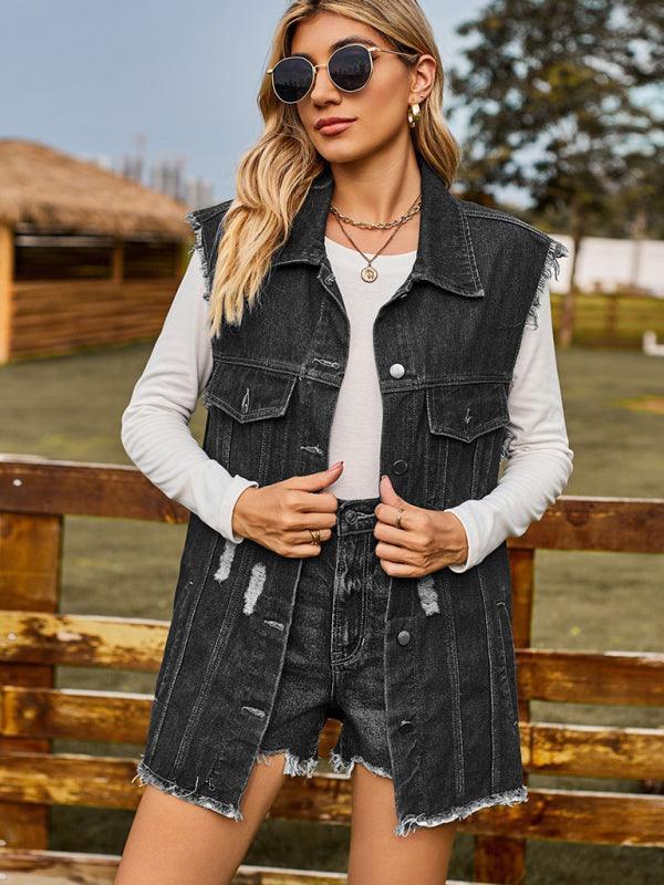 denim vest vest summer fashion trend denim sleeveless vest - 808Lush