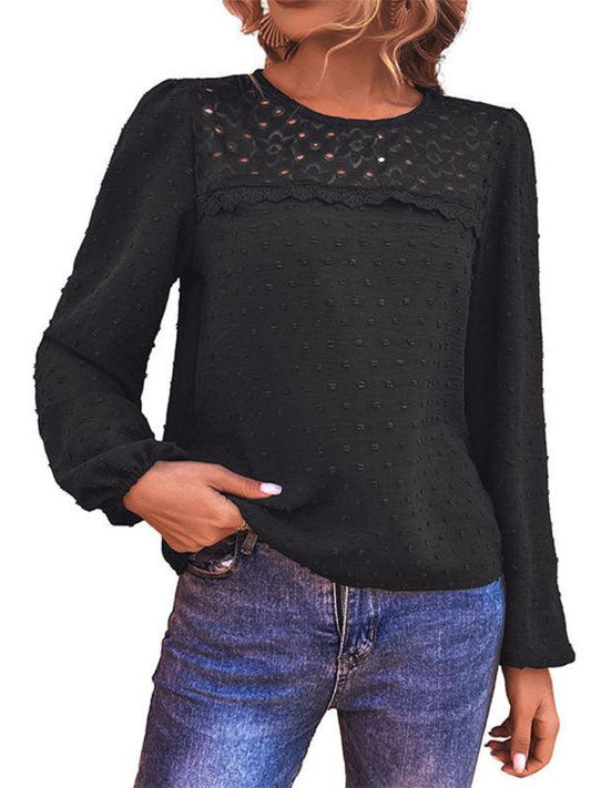 design stitching long-sleeved solid color shirt - 808Lush