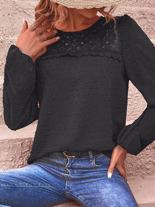 design stitching long-sleeved solid color shirt - 808Lush
