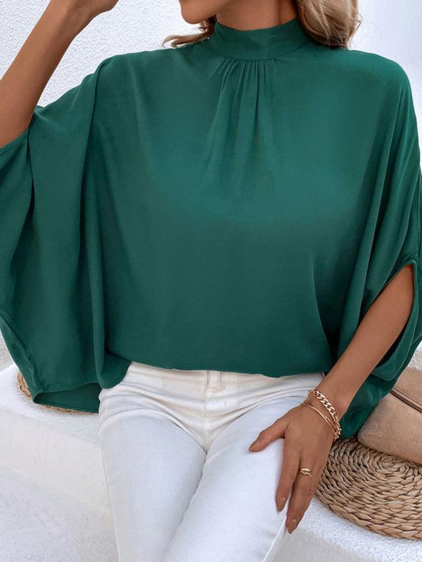 fashion women's temperament solid color shirt - 808Lush