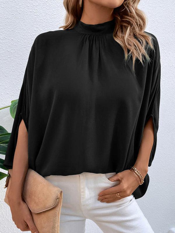 fashion women's temperament solid color shirt - 808Lush