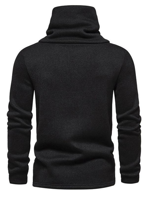 Men high collar style casual pile collar top - 808Lush
