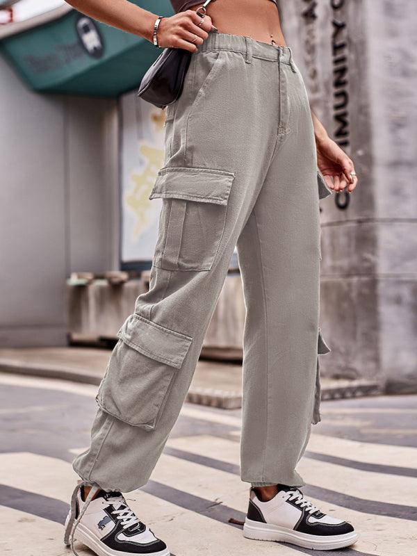 Cargo drawstring design denim casual sports - 808Lush