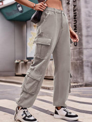 Cargo drawstring design denim casual sports - 808Lush