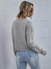 loose long sleeve thin twist solid color sweater - 808Lush