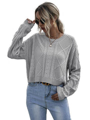 loose long sleeve thin twist solid color sweater - 808Lush
