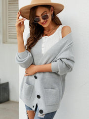 knitted cardigan with elegant V-neck sweater cardigan jacket - 808Lush