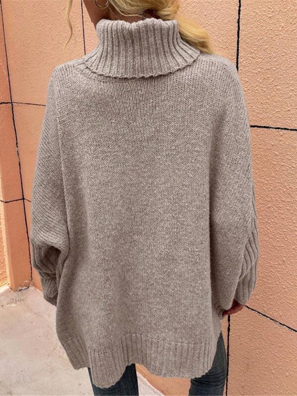 turtleneck bat sleeve pullover knitted sweater - 808Lush
