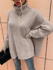 turtleneck bat sleeve pullover knitted sweater - 808Lush