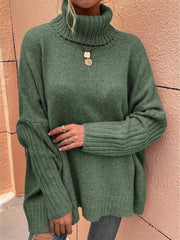 turtleneck bat sleeve pullover knitted sweater - 808Lush