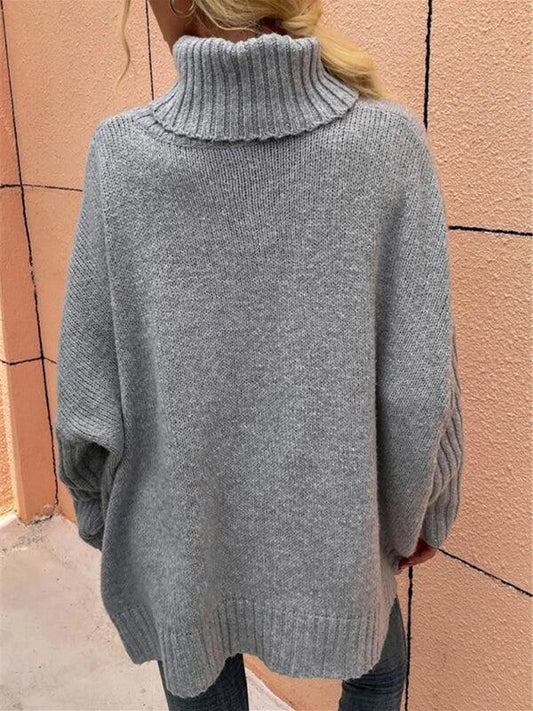turtleneck bat sleeve pullover knitted sweater - 808Lush