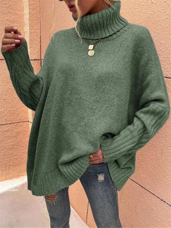 turtleneck bat sleeve pullover knitted sweater - 808Lush