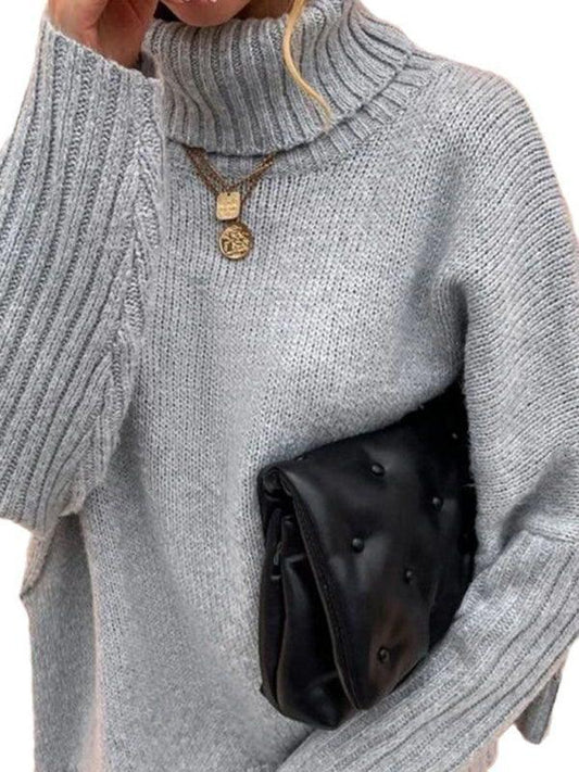 turtleneck bat sleeve pullover knitted sweater - 808Lush