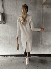 mid-length elegant women's long-sleeved double-breasted pockets - 808Lush