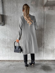 mid-length elegant women's long-sleeved double-breasted pockets - 808Lush
