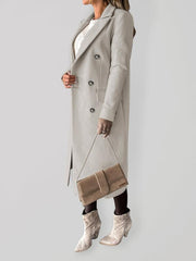 mid-length elegant women's long-sleeved double-breasted pockets - 808Lush
