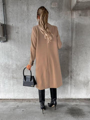mid-length elegant women's long-sleeved double-breasted pockets - 808Lush