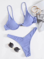 sexy bikini solid color bikini swimsuit - 808Lush