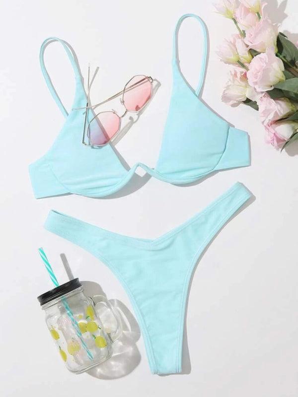 sexy bikini solid color bikini swimsuit - 808Lush