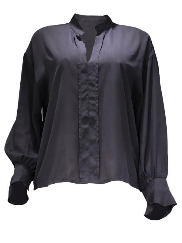 fashion all-match loose long-sleeved chiffon blouse - 808Lush