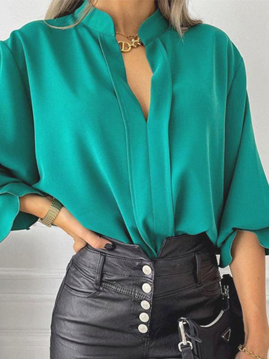 fashion all-match loose long-sleeved chiffon blouse - 808Lush