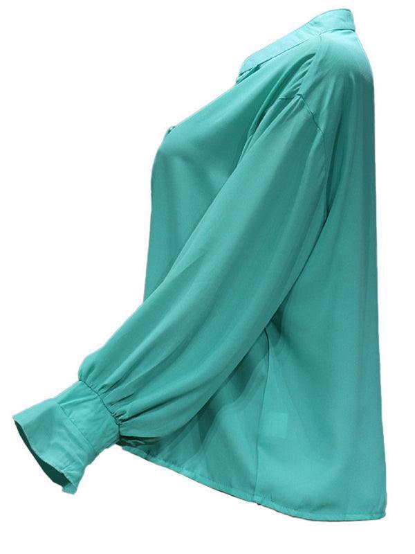 fashion all-match loose long-sleeved chiffon blouse - 808Lush