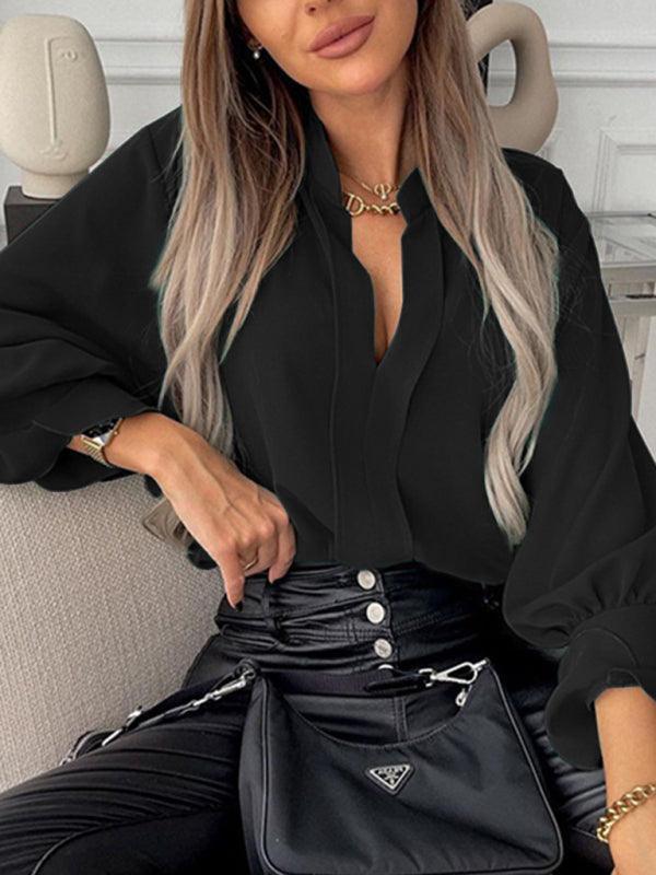 fashion all-match loose long-sleeved chiffon blouse - 808Lush
